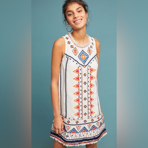 Anthropologie Akemi + Kin Reagan Embroidered Shift Dress Size 10 NWT - Picture 1 of 8